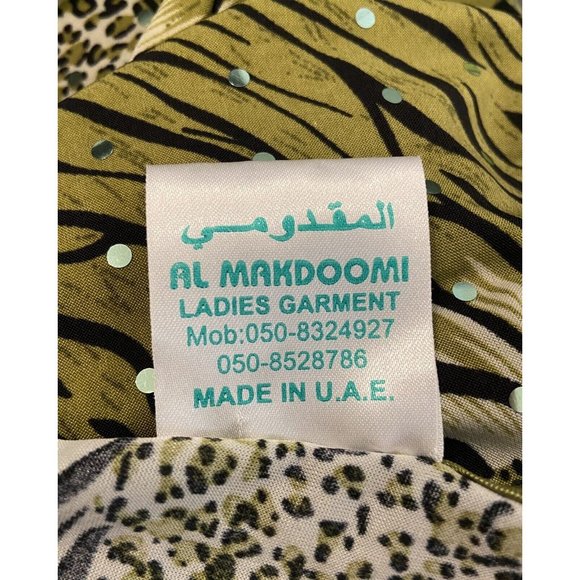 Vtg AL MAKDOOMI Kaftan Lounge Mumu Animal Print Safari Size S/M Dress Coverup - Picture 16 of 16